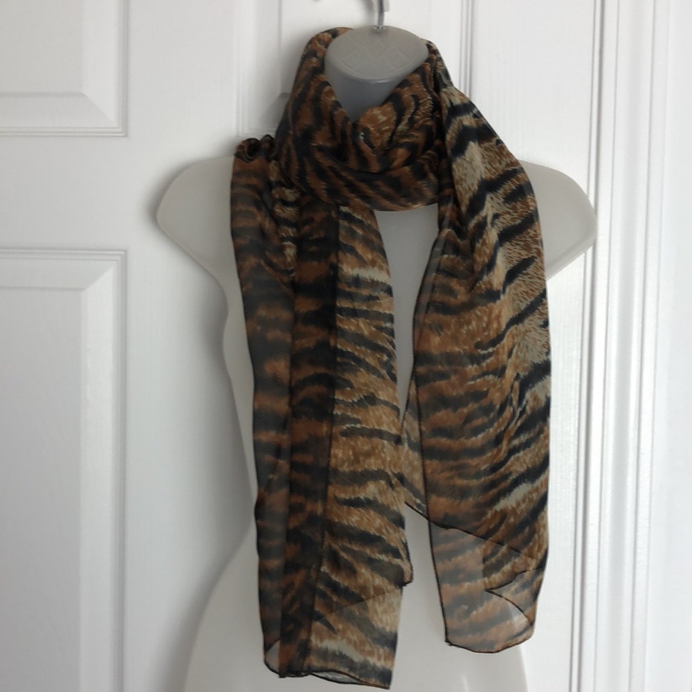 Chic Animal Print Scarf Shawl Breezy Sheer VTG - Picture 4 of 12